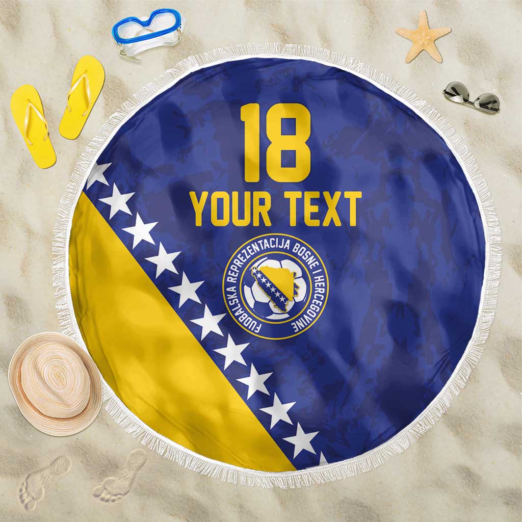 Custom Bosnia and Herzegovina Football Beach Blanket Go Champion Sporty Style - Wonder Print Shop