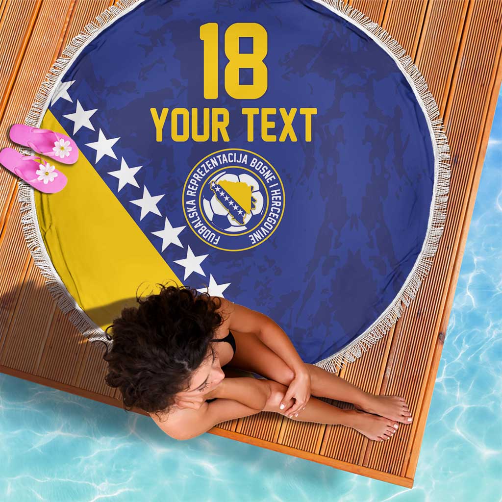 Custom Bosnia and Herzegovina Football Beach Blanket Go Champion Sporty Style - Wonder Print Shop