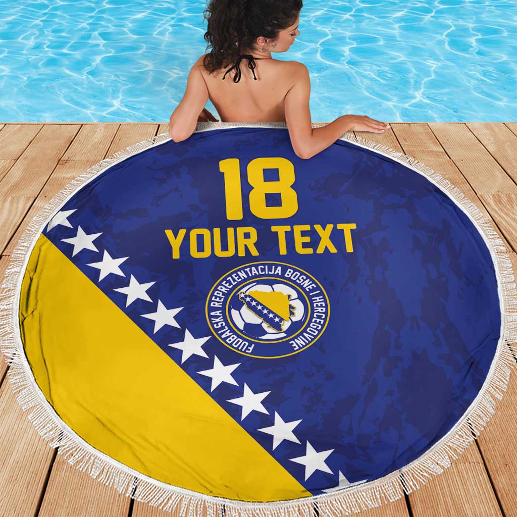 Custom Bosnia and Herzegovina Football Beach Blanket Go Champion Sporty Style - Wonder Print Shop