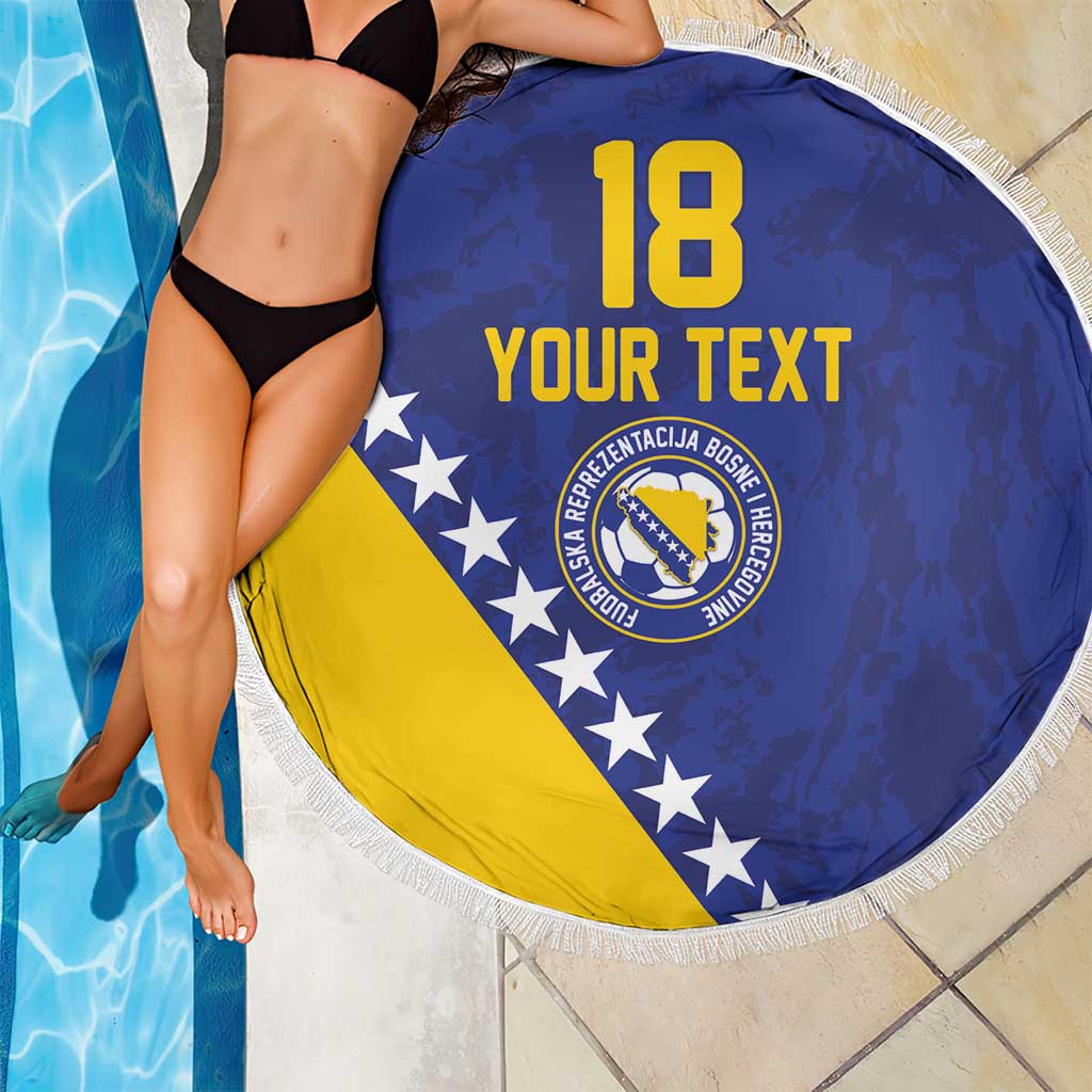 Custom Bosnia and Herzegovina Football Beach Blanket Go Champion Sporty Style - Wonder Print Shop