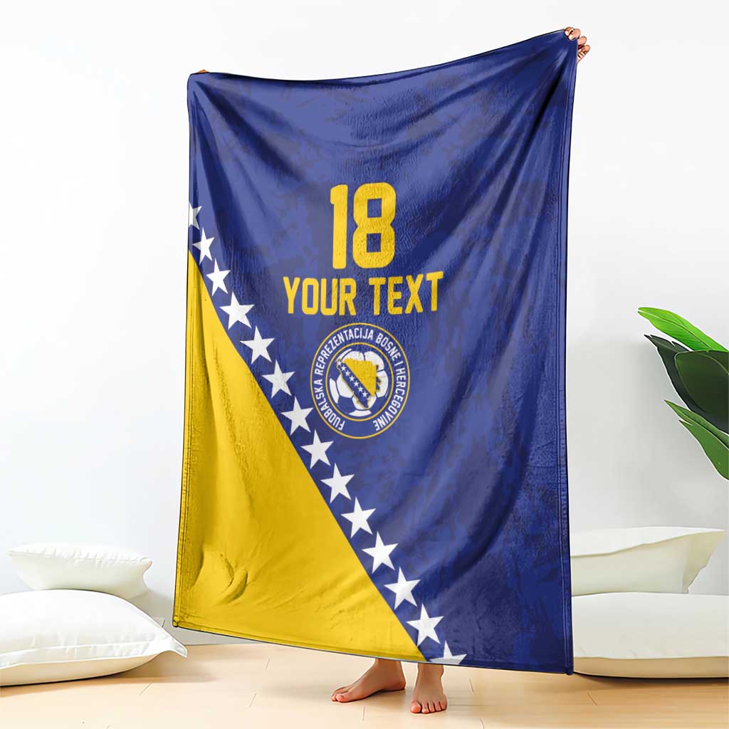 Custom Bosnia and Herzegovina Football Blanket Go Champion Sporty Style - Wonder Print Shop