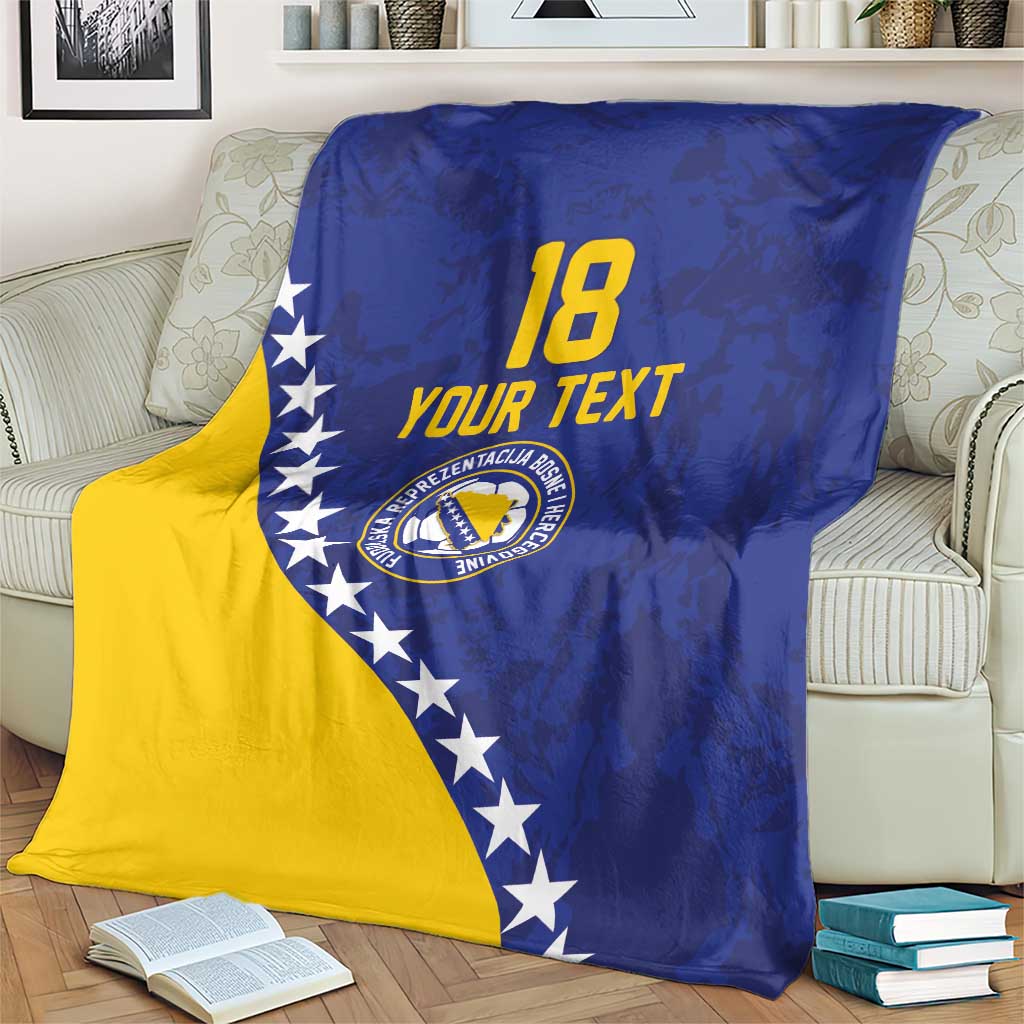 Custom Bosnia and Herzegovina Football Blanket Go Champion Sporty Style - Wonder Print Shop