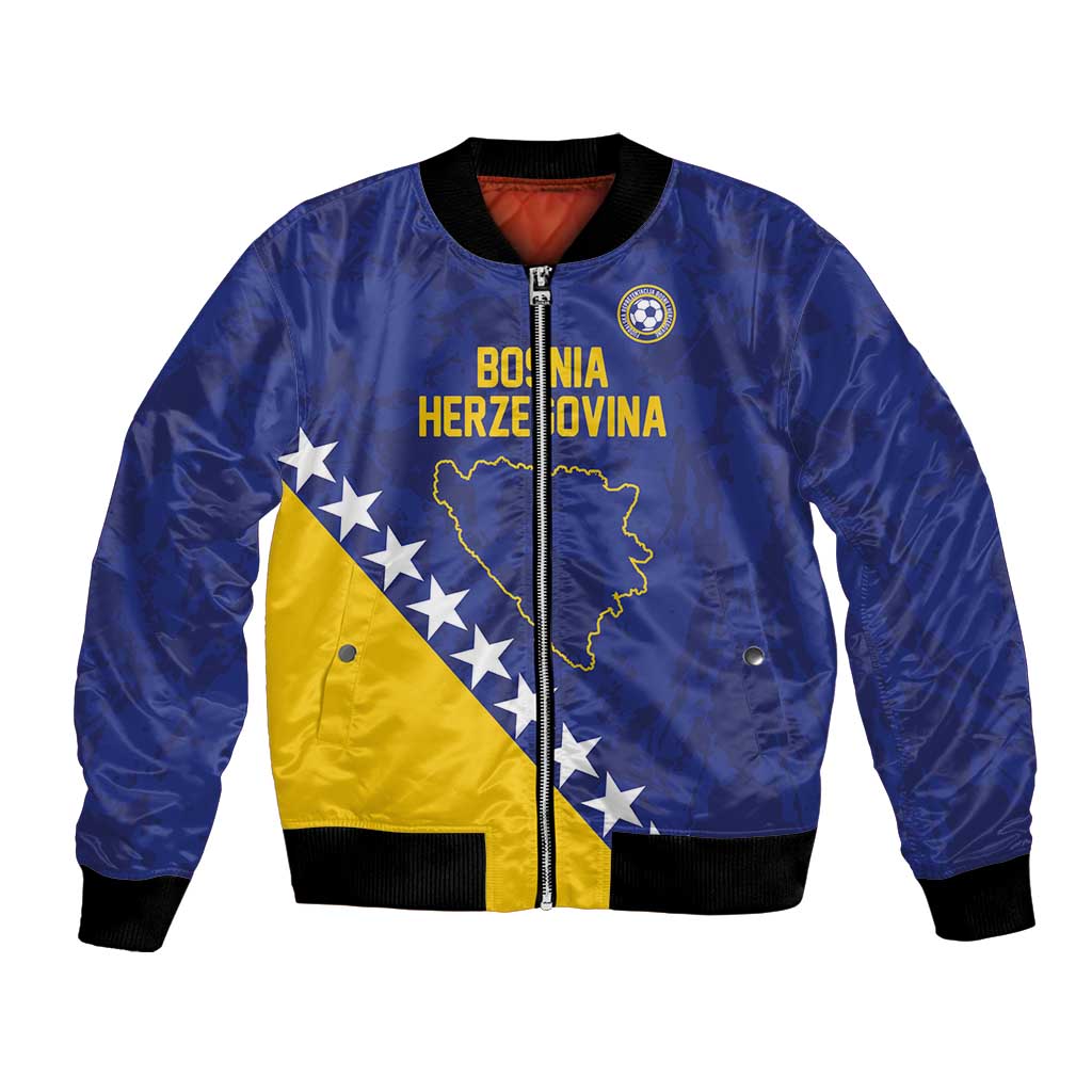 Custom Bosnia and Herzegovina Football Bomber Jacket Go Champion Sporty Style - Wonder Print Shop