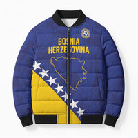 Custom Bosnia and Herzegovina Football Bomber Puffer Jacket Go Champion Sporty Style - Wonder Print Shop