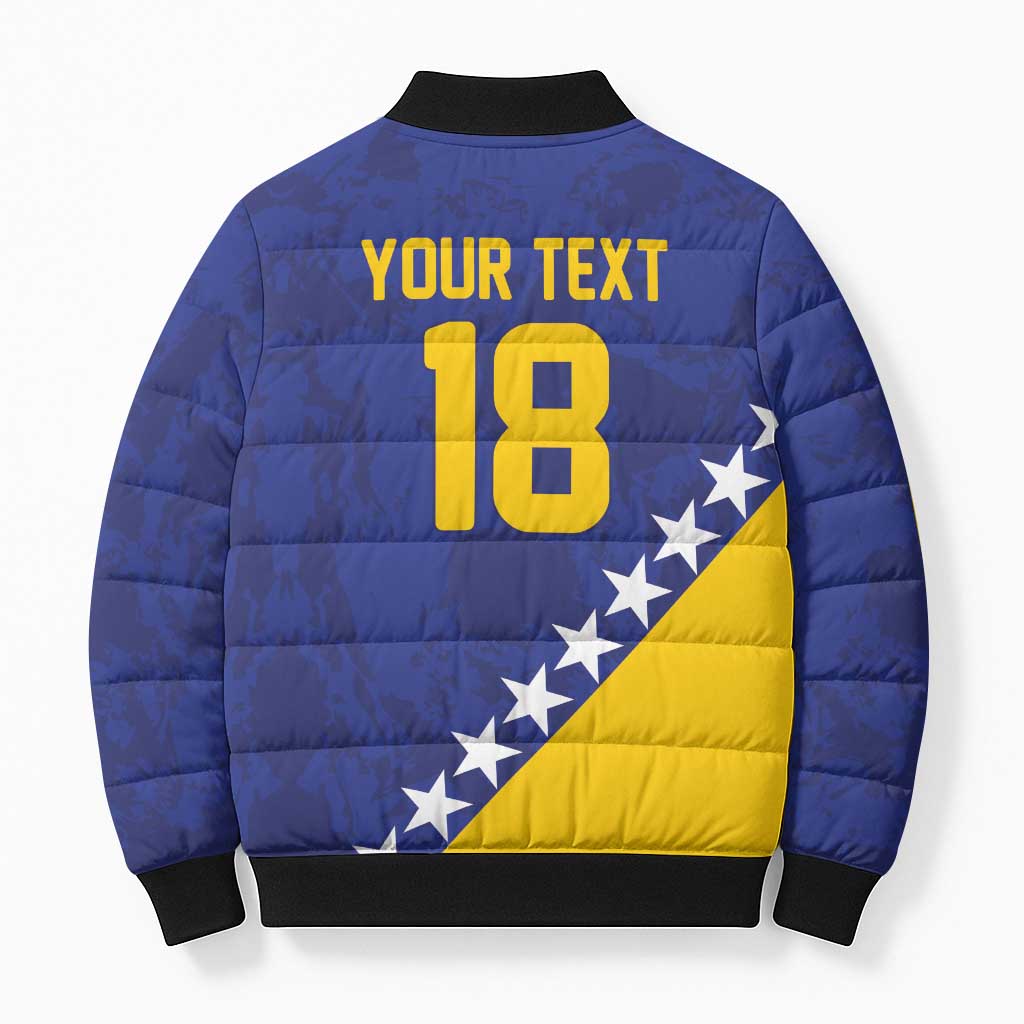 Custom Bosnia and Herzegovina Football Bomber Puffer Jacket Go Champion Sporty Style - Wonder Print Shop