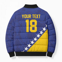 Custom Bosnia and Herzegovina Football Bomber Puffer Jacket Go Champion Sporty Style - Wonder Print Shop