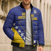Custom Bosnia and Herzegovina Football Bomber Puffer Jacket Go Champion Sporty Style - Wonder Print Shop