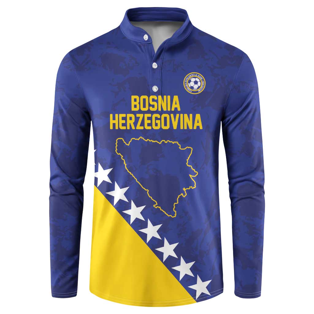 Custom Bosnia and Herzegovina Football Button Sweatshirt Go Champion Sporty Style - Wonder Print Shop