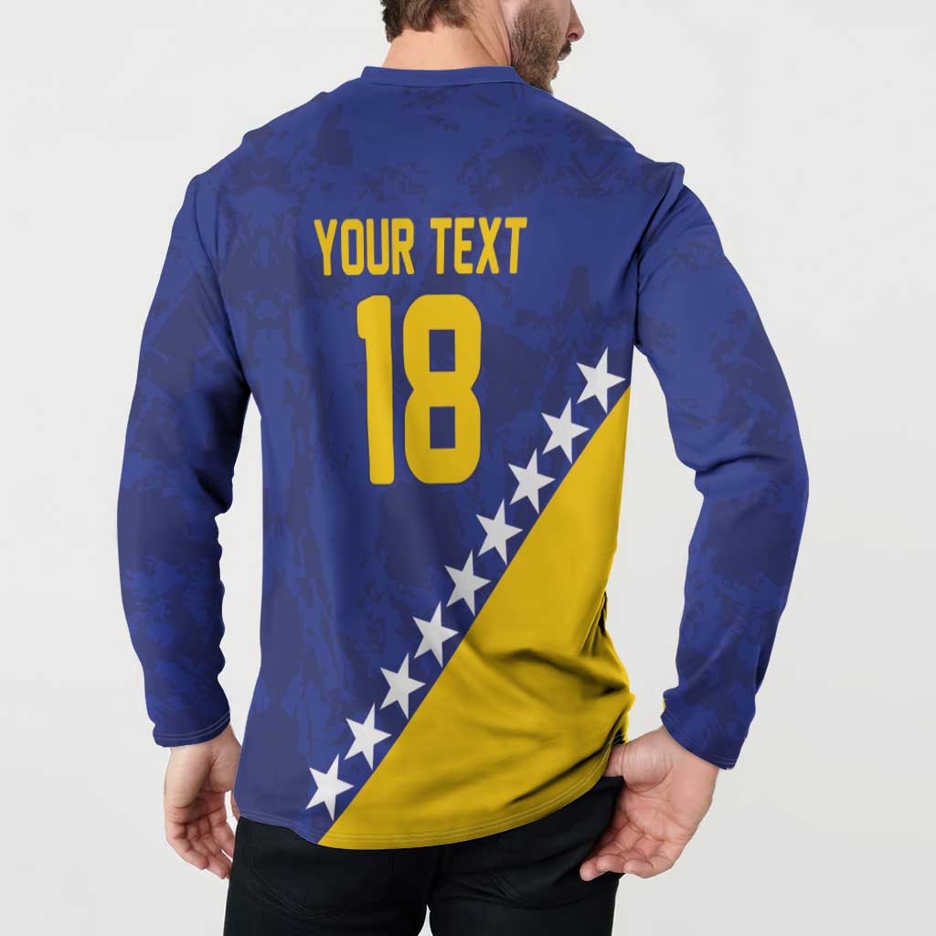 Custom Bosnia and Herzegovina Football Button Sweatshirt Go Champion Sporty Style - Wonder Print Shop