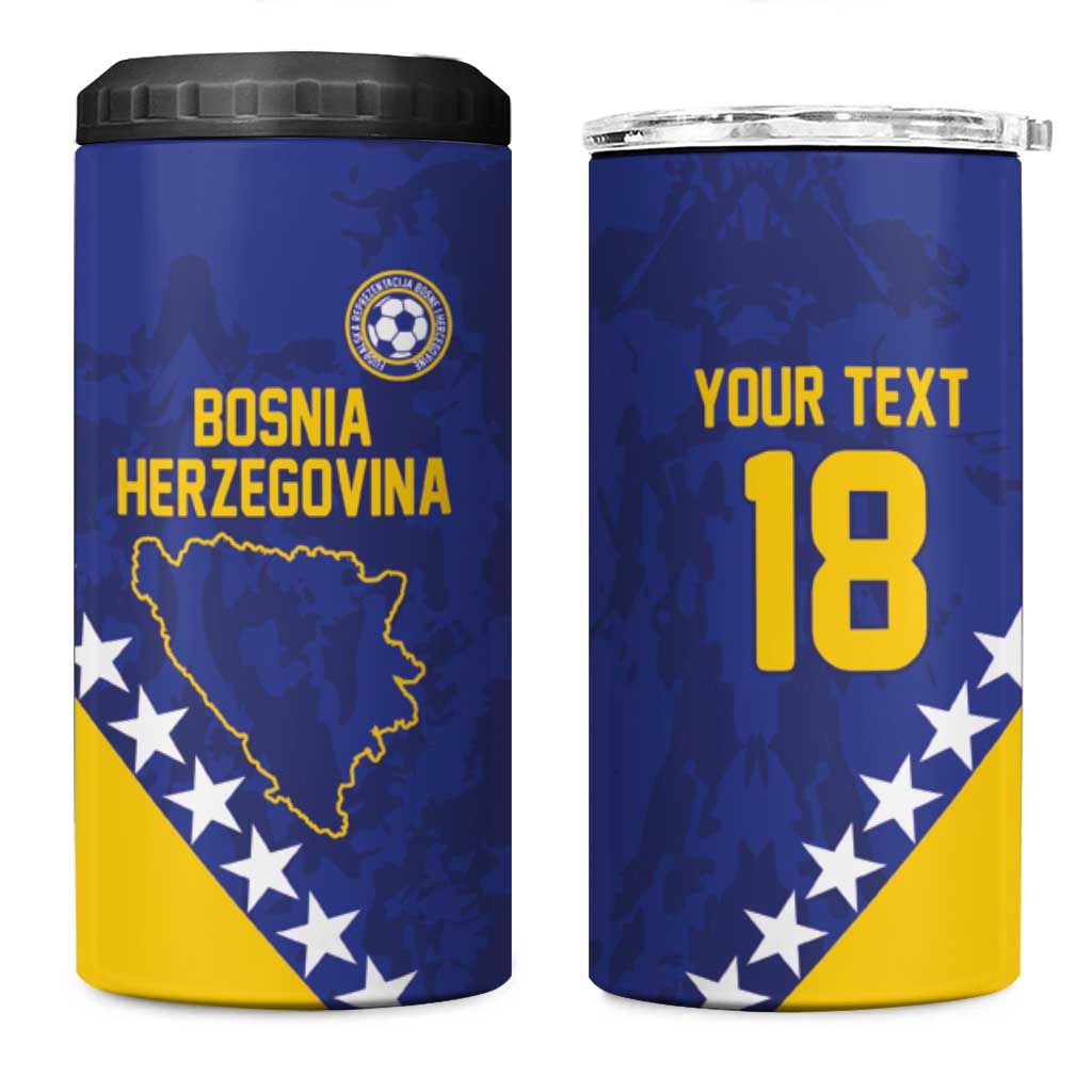 Custom Bosnia and Herzegovina Football 4 in 1 Can Cooler Tumbler Go Champion Sporty Style - Wonder Print Shop