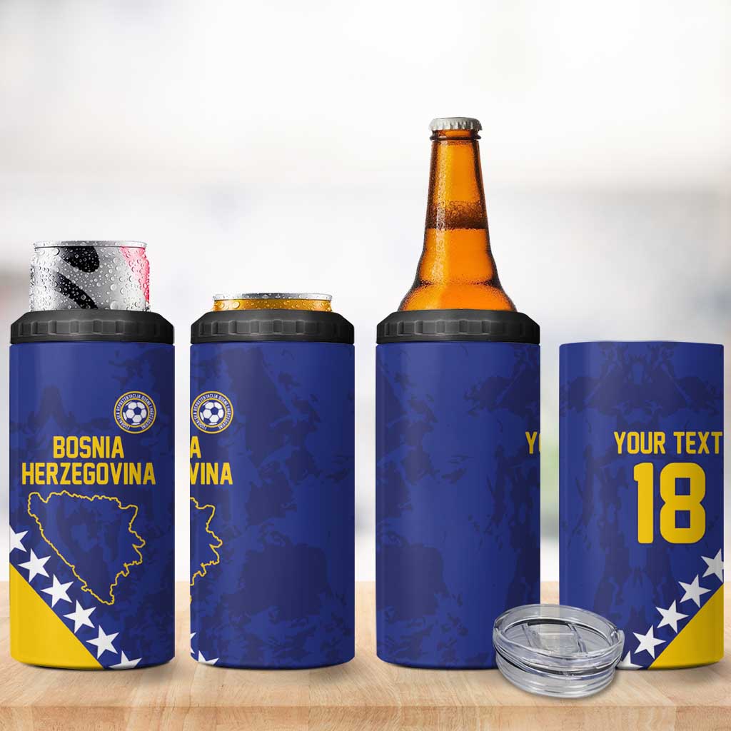 Custom Bosnia and Herzegovina Football 4 in 1 Can Cooler Tumbler Go Champion Sporty Style - Wonder Print Shop