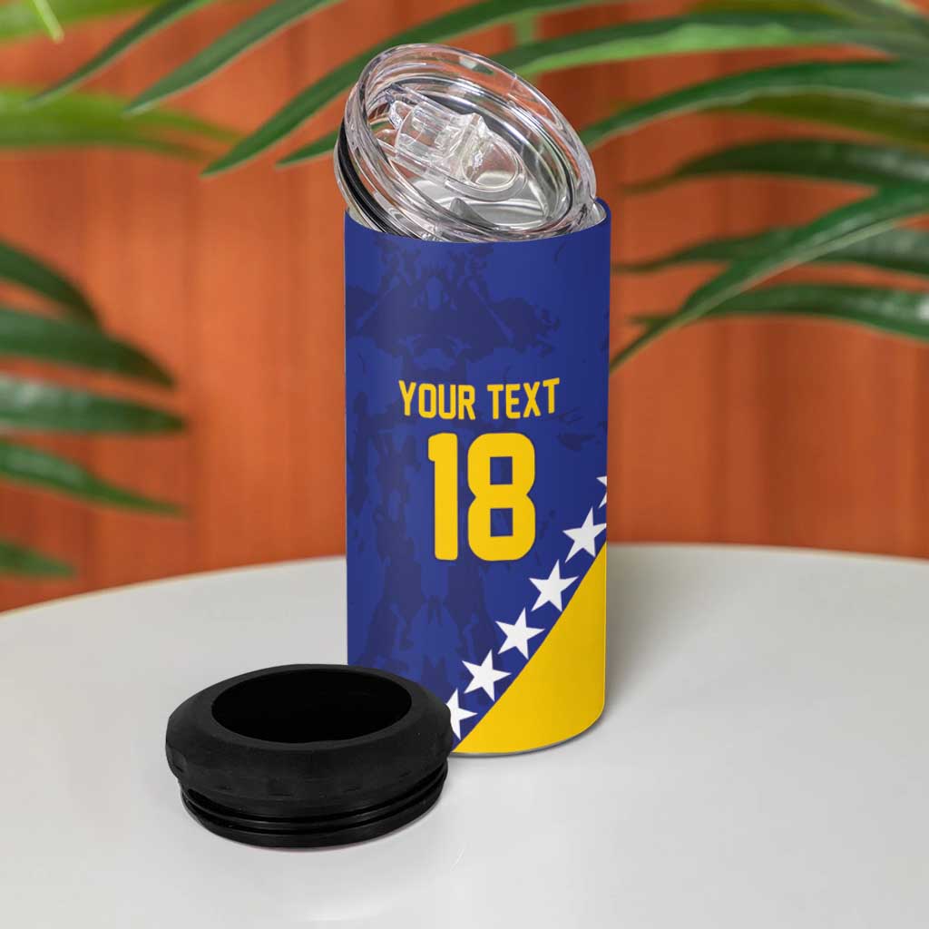 Custom Bosnia and Herzegovina Football 4 in 1 Can Cooler Tumbler Go Champion Sporty Style - Wonder Print Shop