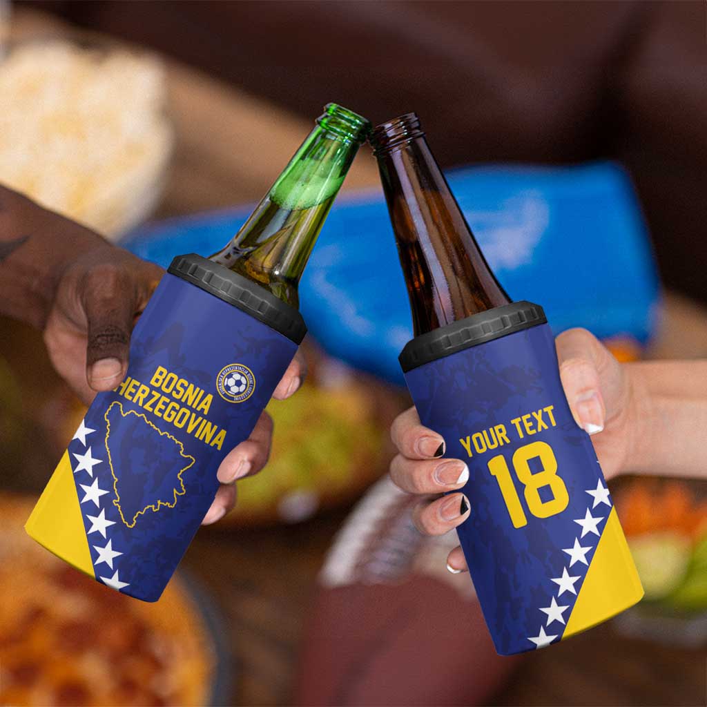 Custom Bosnia and Herzegovina Football 4 in 1 Can Cooler Tumbler Go Champion Sporty Style - Wonder Print Shop