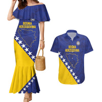 Custom Bosnia and Herzegovina Football Couples Matching Mermaid Dress and Hawaiian Shirt Go Champion Sporty Style - Wonder Print Shop