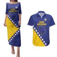 Custom Bosnia and Herzegovina Football Couples Matching Puletasi and Hawaiian Shirt Go Champion Sporty Style - Wonder Print Shop