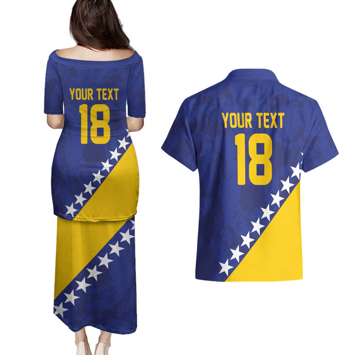 Custom Bosnia and Herzegovina Football Couples Matching Puletasi and Hawaiian Shirt Go Champion Sporty Style - Wonder Print Shop