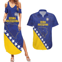 Custom Bosnia and Herzegovina Football Couples Matching Summer Maxi Dress and Hawaiian Shirt Go Champion Sporty Style - Wonder Print Shop