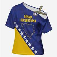 Custom Bosnia and Herzegovina Football Cross Shoulder Shirt Go Champion Sporty Style - Wonder Print Shop