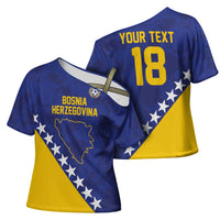 Custom Bosnia and Herzegovina Football Cross Shoulder Shirt Go Champion Sporty Style - Wonder Print Shop