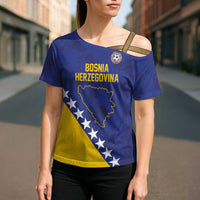 Custom Bosnia and Herzegovina Football Cross Shoulder Shirt Go Champion Sporty Style - Wonder Print Shop