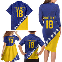 Custom Bosnia and Herzegovina Football Family Matching Long Sleeve Bodycon Dress and Hawaiian Shirt Go Champion Sporty Style - Wonder Print Shop