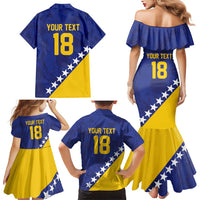 Custom Bosnia and Herzegovina Football Family Matching Mermaid Dress and Hawaiian Shirt Go Champion Sporty Style - Wonder Print Shop