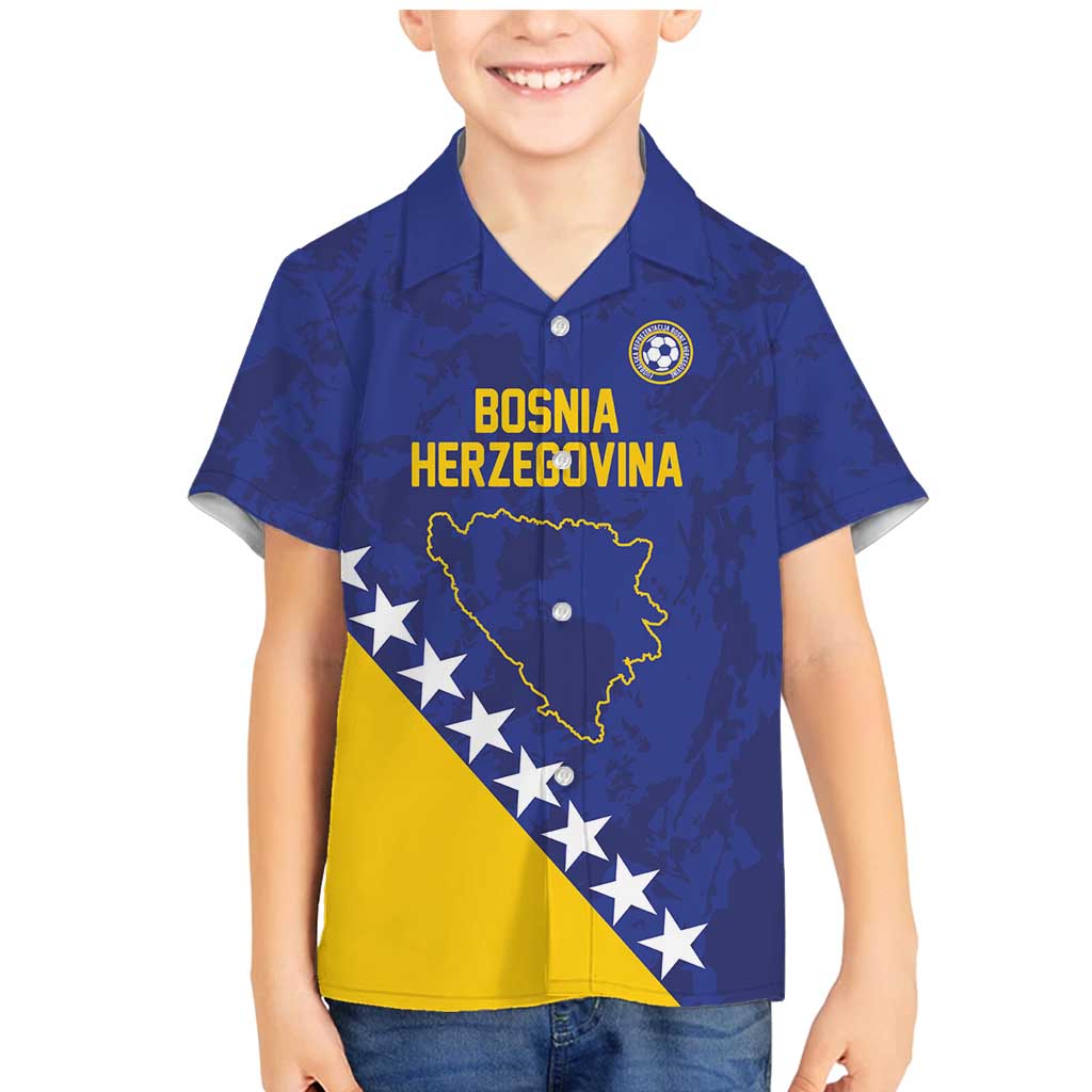 Custom Bosnia and Herzegovina Football Family Matching Mermaid Dress and Hawaiian Shirt Go Champion Sporty Style - Wonder Print Shop