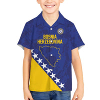 Custom Bosnia and Herzegovina Football Family Matching Off The Shoulder Long Sleeve Dress and Hawaiian Shirt Go Champion Sporty Style - Wonder Print Shop
