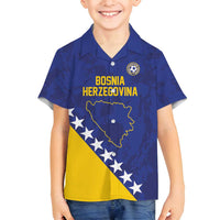 Custom Bosnia and Herzegovina Football Family Matching Off Shoulder Short Dress and Hawaiian Shirt Go Champion Sporty Style - Wonder Print Shop