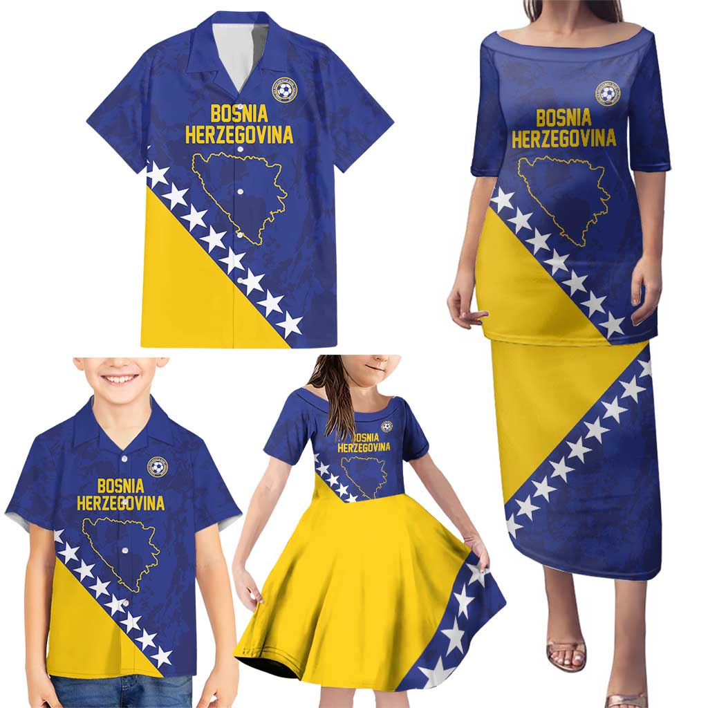 Custom Bosnia and Herzegovina Football Family Matching Puletasi and Hawaiian Shirt Go Champion Sporty Style - Wonder Print Shop