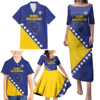 Custom Bosnia and Herzegovina Football Family Matching Puletasi and Hawaiian Shirt Go Champion Sporty Style - Wonder Print Shop