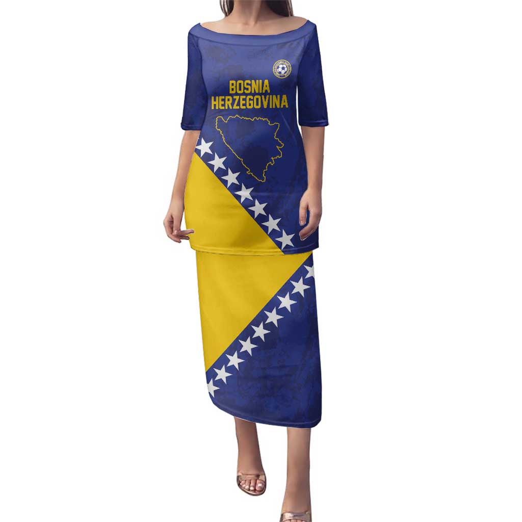 Custom Bosnia and Herzegovina Football Family Matching Puletasi and Hawaiian Shirt Go Champion Sporty Style - Wonder Print Shop