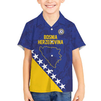 Custom Bosnia and Herzegovina Football Family Matching Short Sleeve Bodycon Dress and Hawaiian Shirt Go Champion Sporty Style - Wonder Print Shop