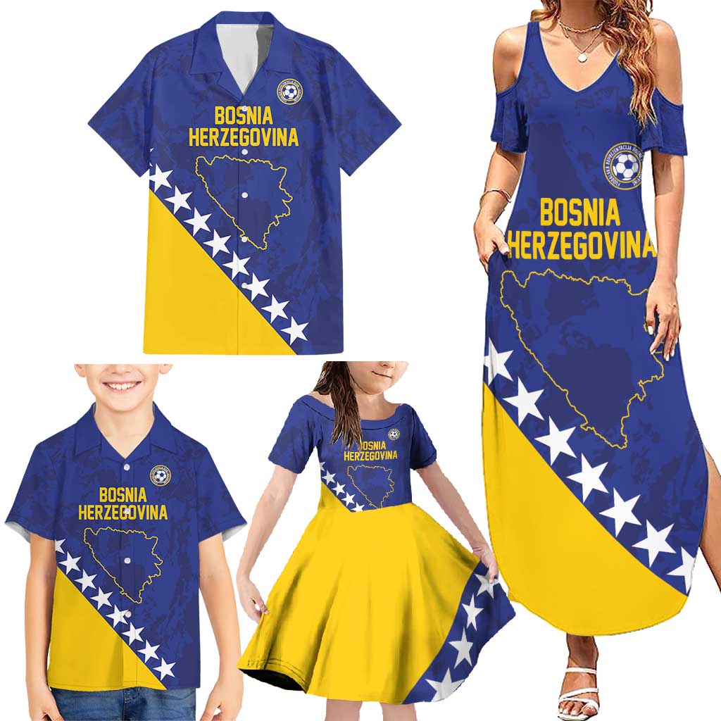 Custom Bosnia and Herzegovina Football Family Matching Summer Maxi Dress and Hawaiian Shirt Go Champion Sporty Style - Wonder Print Shop