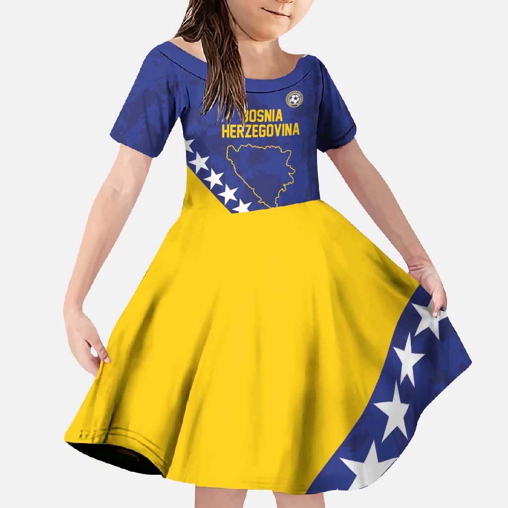 Custom Bosnia and Herzegovina Football Family Matching Tank Maxi Dress and Hawaiian Shirt Go Champion Sporty Style - Wonder Print Shop