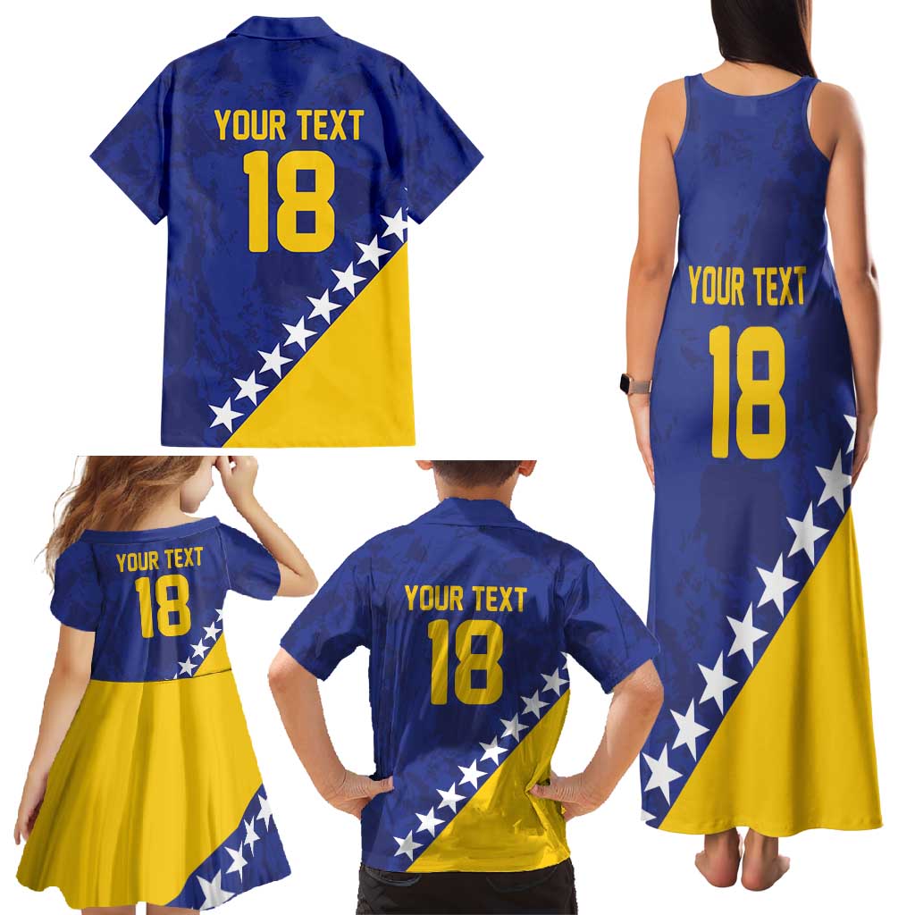 Custom Bosnia and Herzegovina Football Family Matching Tank Maxi Dress and Hawaiian Shirt Go Champion Sporty Style - Wonder Print Shop
