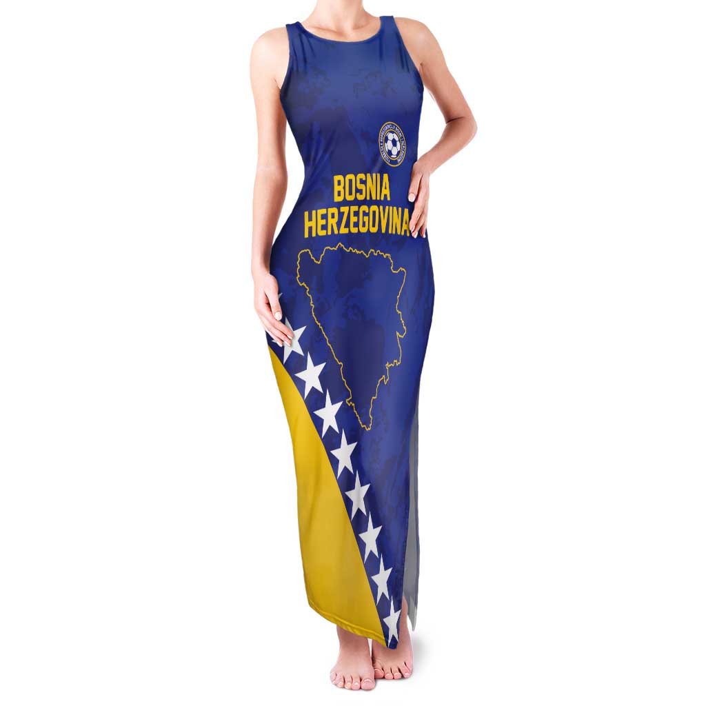 Custom Bosnia and Herzegovina Football Family Matching Tank Maxi Dress and Hawaiian Shirt Go Champion Sporty Style - Wonder Print Shop