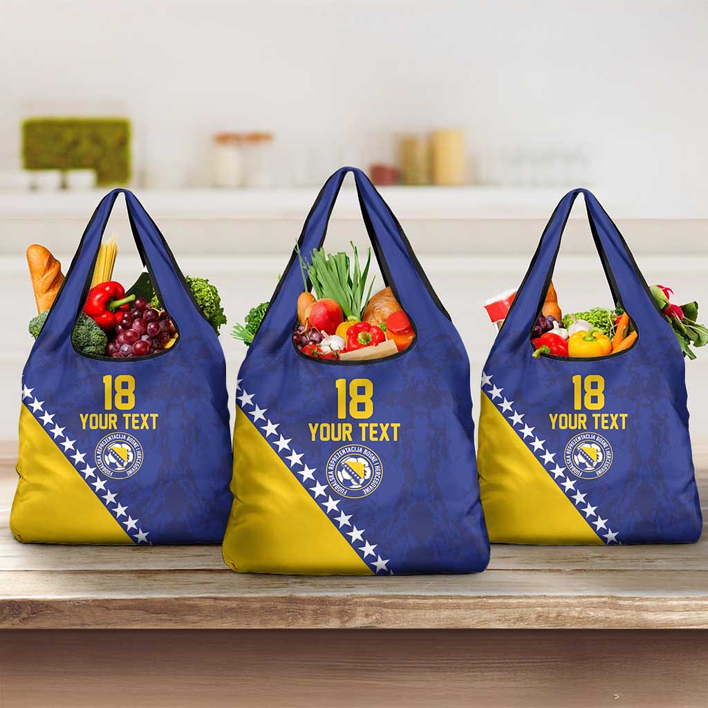 Custom Bosnia and Herzegovina Football Grocery Bag Go Champion Sporty Style - Wonder Print Shop