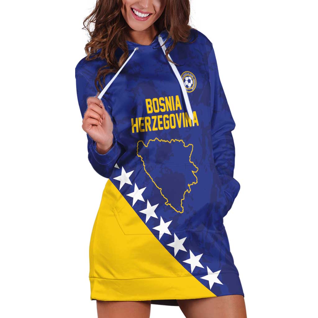 Custom Bosnia and Herzegovina Football Hoodie Dress Go Champion Sporty Style - Wonder Print Shop