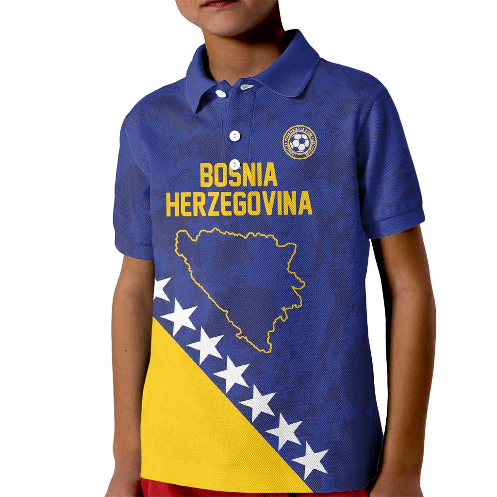 Custom Bosnia and Herzegovina Football Kid Polo Shirt Go Champion Sporty Style - Wonder Print Shop