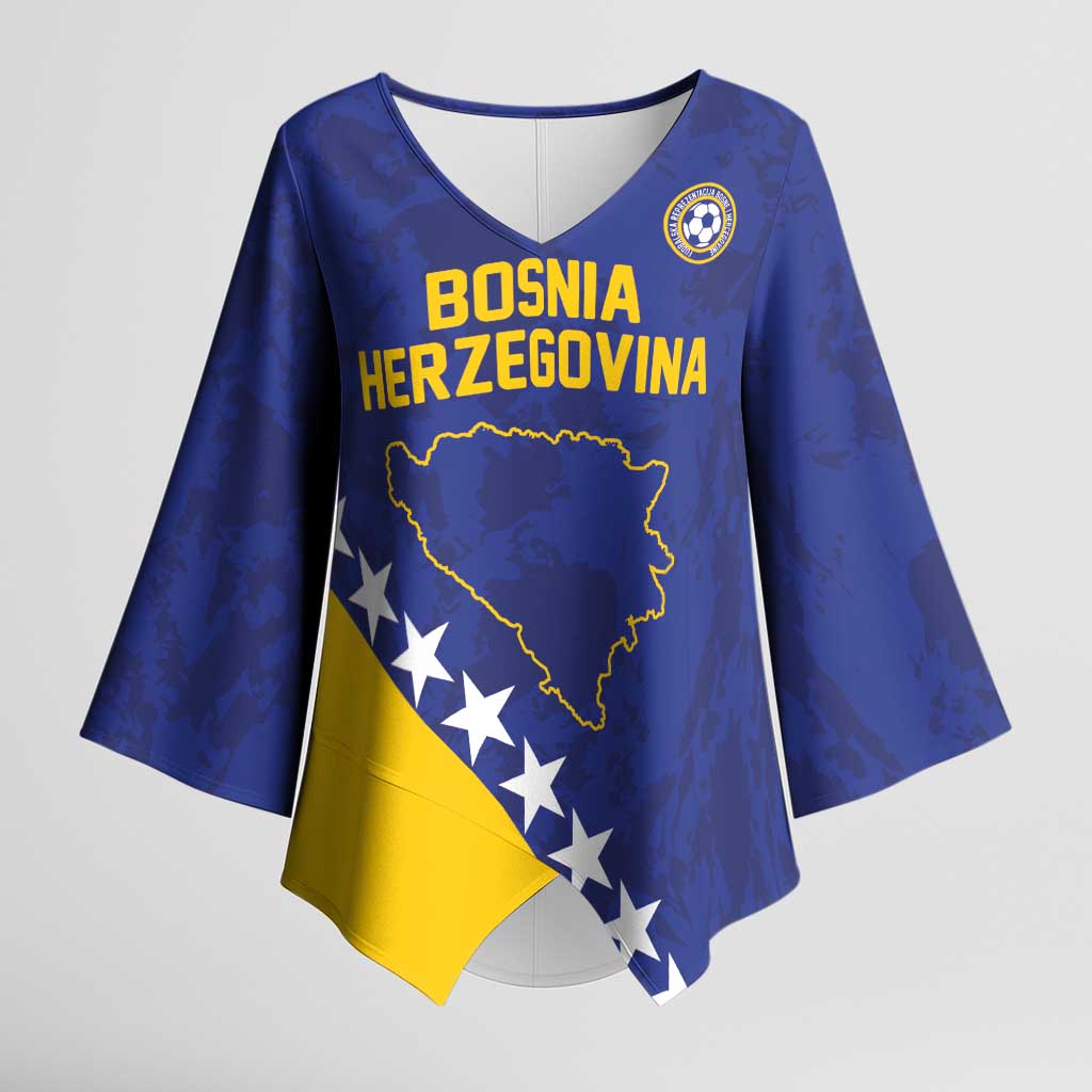 Custom Bosnia and Herzegovina Football Kimono Sleeve Blouse Go Champion Sporty Style - Wonder Print Shop