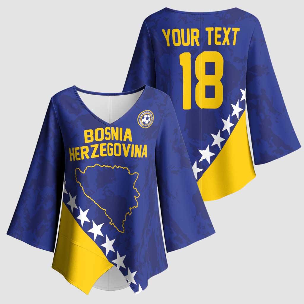 Custom Bosnia and Herzegovina Football Kimono Sleeve Blouse Go Champion Sporty Style - Wonder Print Shop