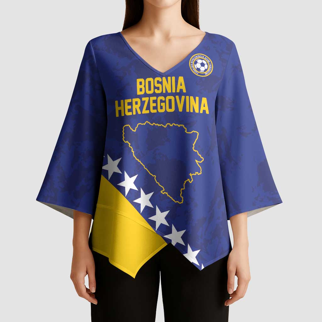Custom Bosnia and Herzegovina Football Kimono Sleeve Blouse Go Champion Sporty Style - Wonder Print Shop