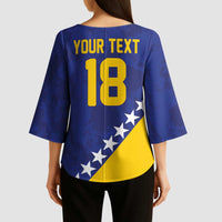 Custom Bosnia and Herzegovina Football Kimono Sleeve Blouse Go Champion Sporty Style - Wonder Print Shop