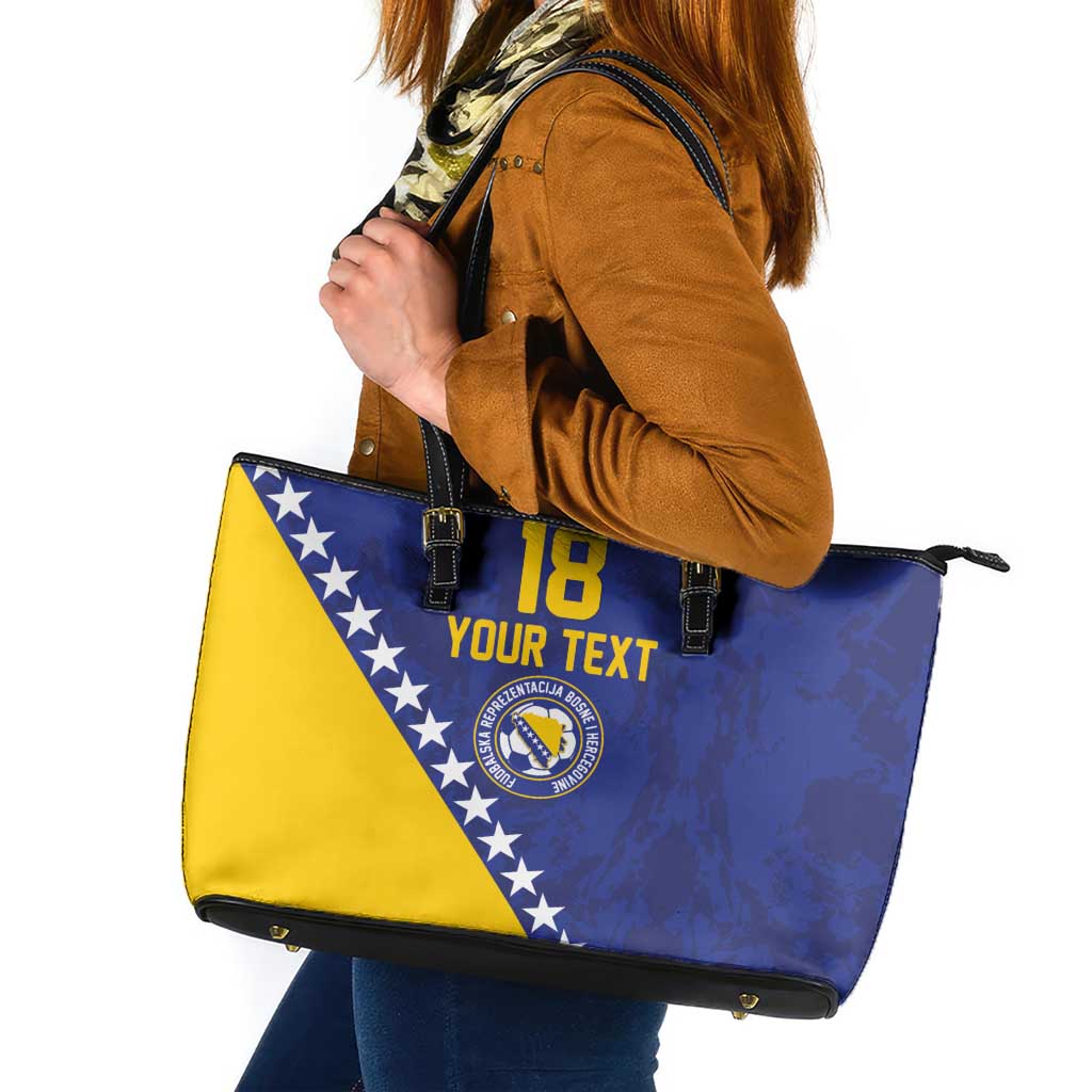 Custom Bosnia and Herzegovina Football Leather Tote Bag Go Champion Sporty Style - Wonder Print Shop