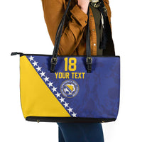 Custom Bosnia and Herzegovina Football Leather Tote Bag Go Champion Sporty Style - Wonder Print Shop