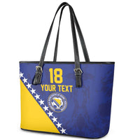 Custom Bosnia and Herzegovina Football Leather Tote Bag Go Champion Sporty Style - Wonder Print Shop