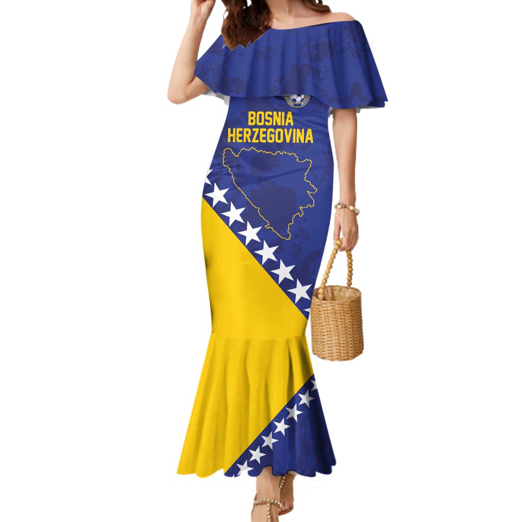 Custom Bosnia and Herzegovina Football Mermaid Dress Go Champion Sporty Style - Wonder Print Shop