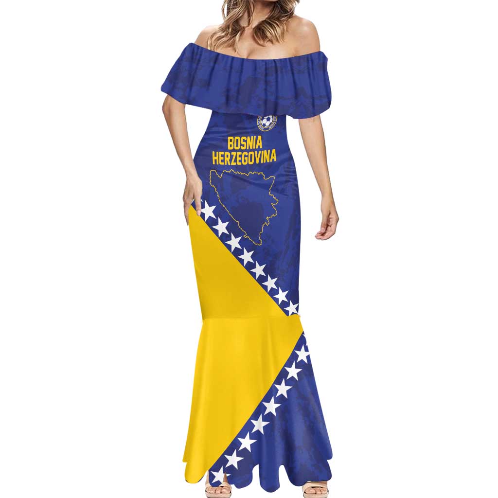 Custom Bosnia and Herzegovina Football Mermaid Dress Go Champion Sporty Style - Wonder Print Shop