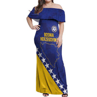 Custom Bosnia and Herzegovina Football Off Shoulder Maxi Dress Go Champion Sporty Style - Wonder Print Shop